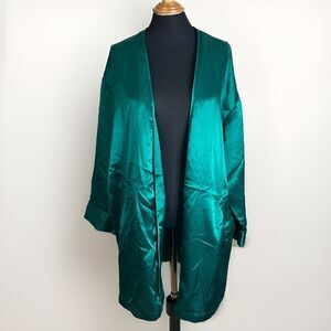 Victorias Secret Robe OS Gold Label Satin Kimono Loungewear VTG Green No Belt!